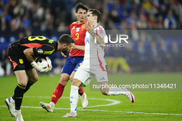 Federico Chiesa left winger of Italy and Juventus FC lament a failed occasion during the UEFA EURO 2024 group stage match between Spain and...