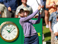 Nelly Korda of Bradenton, Florida hits from the 17th tee during the first round of the KPMG Women's PGA Championship at Sahalee Country Club...