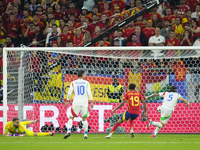 Riccardo Calafiori centre-back of Italy and Bologna FC 1909 own goal during the UEFA EURO 2024 group stage match between Spain and Italy at...