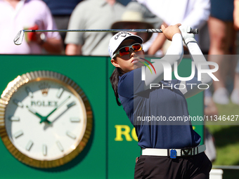 Ruoning Yin of China hits from the 17th tee during the first round of the KPMG Women's PGA Championship at Sahalee Country Club on Thursday,...