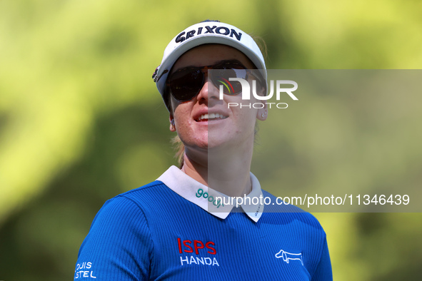 Hannah Green of Australia walks from the 17th tee during the first round of the KPMG Women's PGA Championship at Sahalee Country Club on Thu...