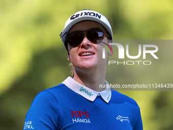 Hannah Green of Australia walks from the 17th tee during the first round of the KPMG Women's PGA Championship at Sahalee Country Club on Thu...