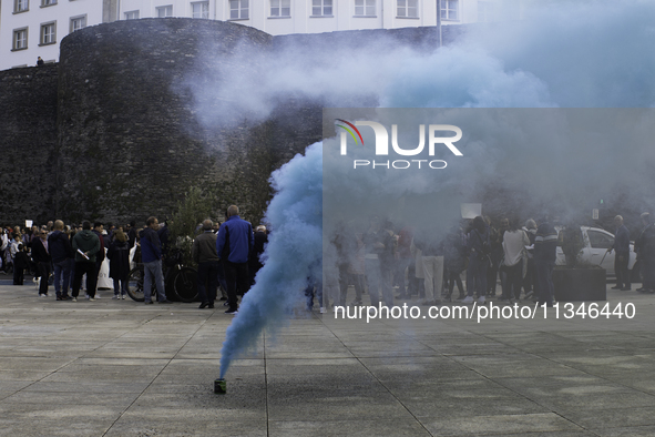 Civil society from the province of Lugo is demonstrating against the installation of a biomethane plant in the town of Coeses in Lugo, Galic...