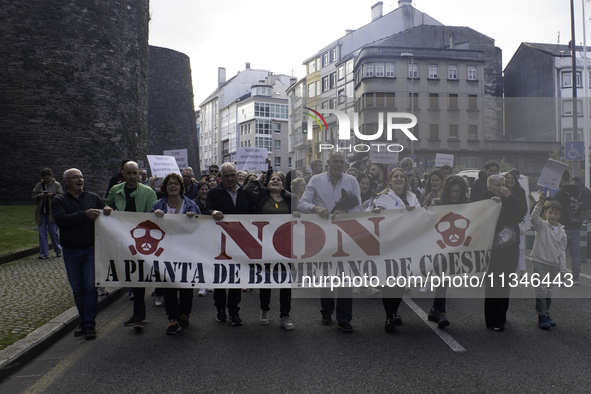 Civil society from the province of Lugo is demonstrating against the installation of a biomethane plant in the town of Coeses in Lugo, Galic...