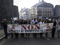 Civil society from the province of Lugo is demonstrating against the installation of a biomethane plant in the town of Coeses in Lugo, Galic...