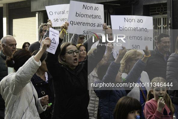 Civil society from the province of Lugo is demonstrating against the installation of a biomethane plant in the town of Coeses in Lugo, Galic...