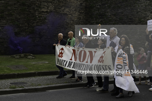 Civil society from the province of Lugo is demonstrating against the installation of a biomethane plant in the town of Coeses in Lugo, Galic...