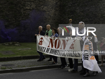 Civil society from the province of Lugo is demonstrating against the installation of a biomethane plant in the town of Coeses in Lugo, Galic...