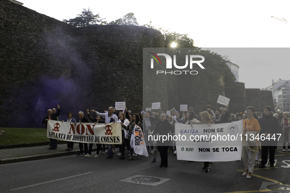 Civil society from the province of Lugo is demonstrating against the installation of a biomethane plant in the town of Coeses in Lugo, Galic...