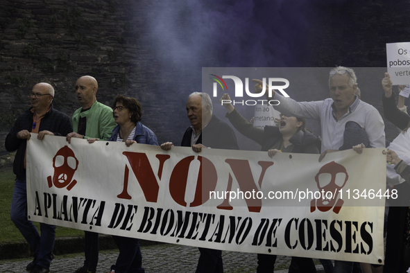 Civil society from the province of Lugo is demonstrating against the installation of a biomethane plant in the town of Coeses in Lugo, Galic...