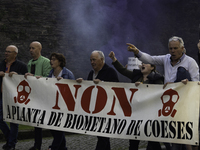 Civil society from the province of Lugo is demonstrating against the installation of a biomethane plant in the town of Coeses in Lugo, Galic...