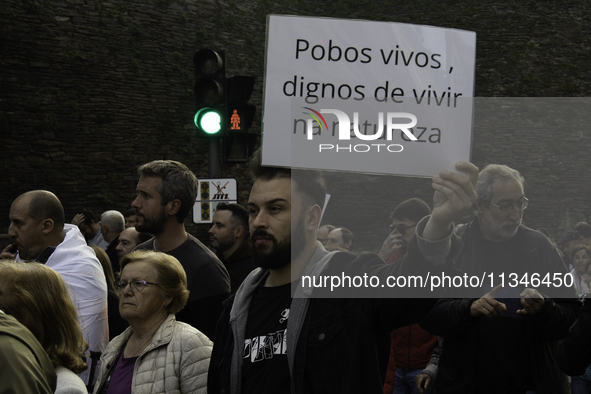 Civil society from the province of Lugo is demonstrating against the installation of a biomethane plant in the town of Coeses in Lugo, Galic...