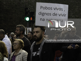 Civil society from the province of Lugo is demonstrating against the installation of a biomethane plant in the town of Coeses in Lugo, Galic...