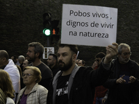 Civil society from the province of Lugo is demonstrating against the installation of a biomethane plant in the town of Coeses in Lugo, Galic...