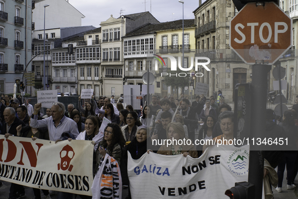 Civil society from the province of Lugo is demonstrating against the installation of a biomethane plant in the town of Coeses in Lugo, Galic...