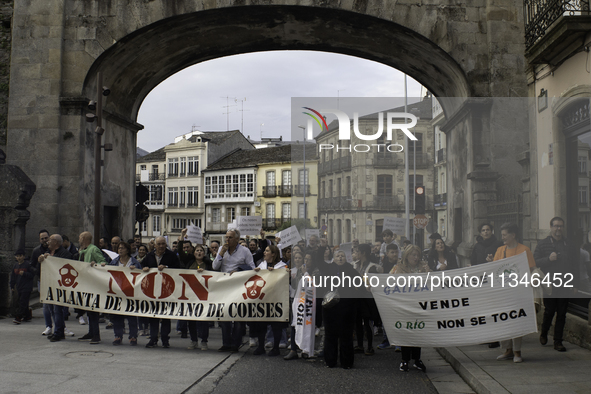 Civil society from the province of Lugo is demonstrating against the installation of a biomethane plant in the town of Coeses in Lugo, Galic...