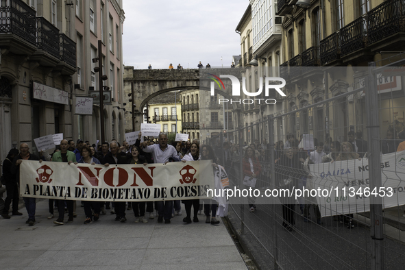 Civil society from the province of Lugo is demonstrating against the installation of a biomethane plant in the town of Coeses in Lugo, Galic...