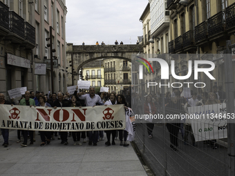 Civil society from the province of Lugo is demonstrating against the installation of a biomethane plant in the town of Coeses in Lugo, Galic...