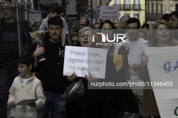 Civil society from the province of Lugo is demonstrating against the installation of a biomethane plant in the town of Coeses in Lugo, Galic...