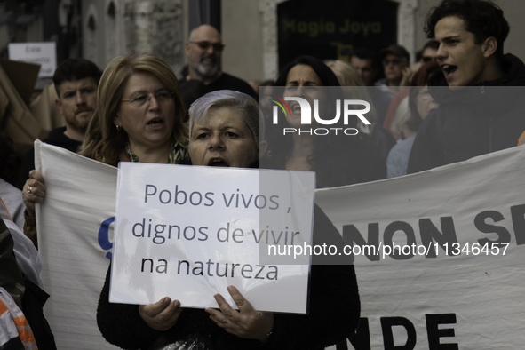 Civil society from the province of Lugo is demonstrating against the installation of a biomethane plant in the town of Coeses in Lugo, Galic...