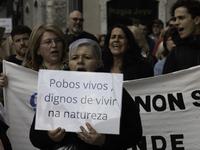 Civil society from the province of Lugo is demonstrating against the installation of a biomethane plant in the town of Coeses in Lugo, Galic...