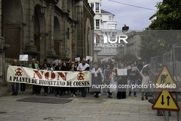 Civil society from the province of Lugo is demonstrating against the installation of a biomethane plant in the town of Coeses in Lugo, Galic...