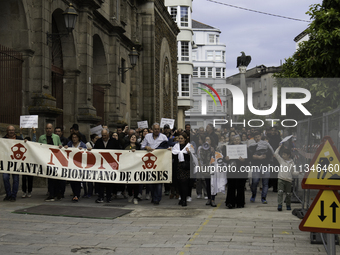 Civil society from the province of Lugo is demonstrating against the installation of a biomethane plant in the town of Coeses in Lugo, Galic...