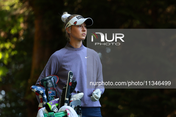 Nelly Korda of the United States waits on16th tee during Day One of the KPMG Women's PGA Championship at Sahalee Country Club in Sammamish,...