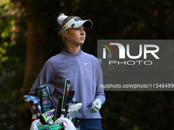 Nelly Korda of the United States waits on16th tee during Day One of the KPMG Women's PGA Championship at Sahalee Country Club in Sammamish,...