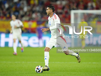 Lorenzo Pellegrini attacking midfield of Italy and AS Roma during the UEFA EURO 2024 group stage match between Spain and Italy at Arena AufS...