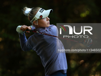 Nelly Korda of the United States tees off on16th hole during Day One of the KPMG Women's PGA Championship at Sahalee Country Club in Sammami...