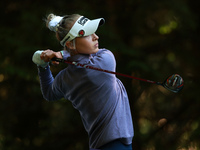 Nelly Korda of the United States tees off on16th hole during Day One of the KPMG Women's PGA Championship at Sahalee Country Club in Sammami...