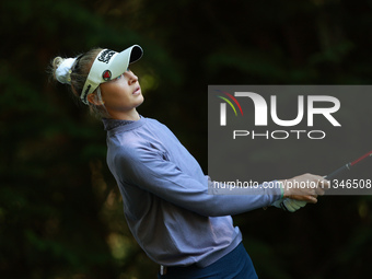 Nelly Korda of the United States tees off on16th hole during Day One of the KPMG Women's PGA Championship at Sahalee Country Club in Sammami...