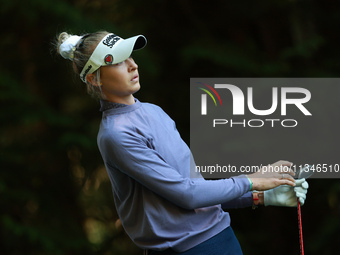 Nelly Korda of the United States tees off on16th hole during Day One of the KPMG Women's PGA Championship at Sahalee Country Club in Sammami...