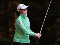 Leone Maguire of Ireland tees off on the 16th hole during Day One of the KPMG Women's PGA Championship at Sahalee Country Club in Sammamish,...