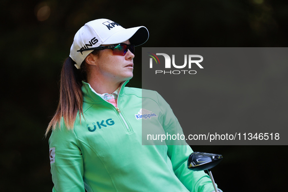 Leone Maguire of Ireland tees off on the 16th hole during Day One of the KPMG Women's PGA Championship at Sahalee Country Club in Sammamish,...