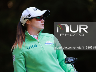 Leone Maguire of Ireland tees off on the 16th hole during Day One of the KPMG Women's PGA Championship at Sahalee Country Club in Sammamish,...