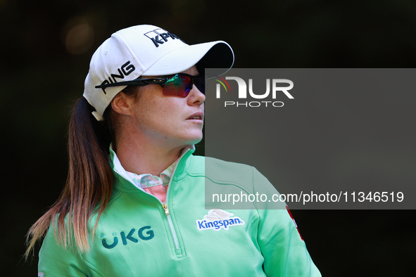 Leone Maguire of Ireland tees off on the 16th hole during Day One of the KPMG Women's PGA Championship at Sahalee Country Club in Sammamish,...