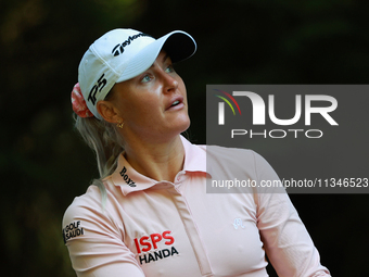 Charley Hull of England tees off on the 16th hole during Day One of the KPMG Women's PGA Championship at Sahalee Country Club in Sammamish,...