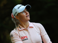 Charley Hull of England tees off on the 16th hole during Day One of the KPMG Women's PGA Championship at Sahalee Country Club in Sammamish,...