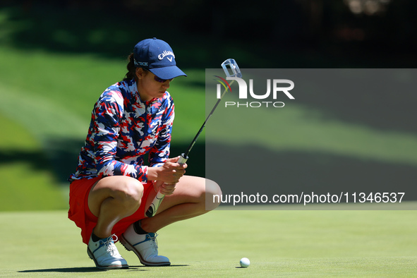 Roberta Liti of Italy lines up her putt on the 16th green during Day One of the KPMG Women's PGA Championship at Sahalee Country Club in Sam...