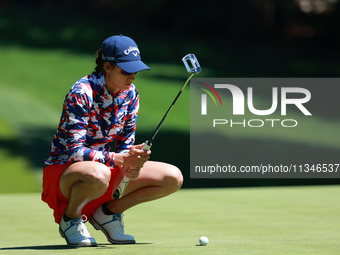 Roberta Liti of Italy lines up her putt on the 16th green during Day One of the KPMG Women's PGA Championship at Sahalee Country Club in Sam...