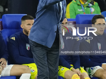 Luciano Spalletti head coach of Italy gives instructions during the UEFA EURO 2024 group stage match between Spain and Italy at Arena AufSch...