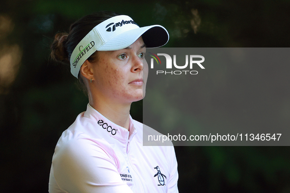 Esther Henseleit of Germany follows her shot from the 16th tee during the first round of the KPMG Women's PGA Championship at Sahalee Countr...