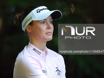 Esther Henseleit of Germany follows her shot from the 16th tee during the first round of the KPMG Women's PGA Championship at Sahalee Countr...