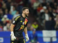 Unai Simon goalkeeper Athletic Club Bilbao gives instructions during the UEFA EURO 2024 group stage match between Spain and Italy at Arena A...