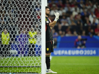 Unai Simon goalkeeper Athletic Club Bilbao gives instructions during the UEFA EURO 2024 group stage match between Spain and Italy at Arena A...