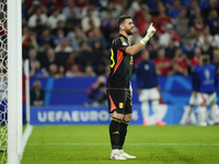 Unai Simon goalkeeper Athletic Club Bilbao gives instructions during the UEFA EURO 2024 group stage match between Spain and Italy at Arena A...