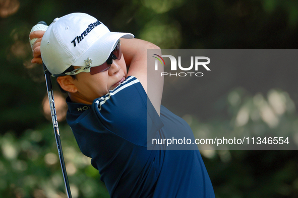 Jiyai Shin of Republic of Korea hits from the 16th tee during the first round of the KPMG Women's PGA Championship at Sahalee Country Club o...