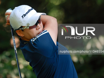 Jiyai Shin of Republic of Korea hits from the 16th tee during the first round of the KPMG Women's PGA Championship at Sahalee Country Club o...